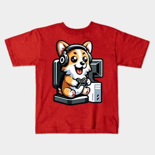 gamer corgi Kids T-Shirt